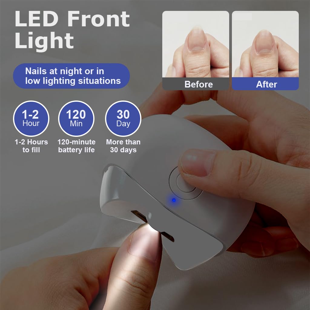 Maycreate utomatic Electric Nail Clipper with LED Light & 2 Speeds with Nail Scraps Storage, USB Rechargeable Safety Fingernail Trimmer for Newborn, Infant, Baby, Toddler, Kids Maycreate utomatic Electric Nail Clipper with LED Light & 2 Speeds with Nail Scraps Storage, USB Rechargeable Safety Fingernail Trimmer for Newborn, Infant, Baby, Toddler, Kids
